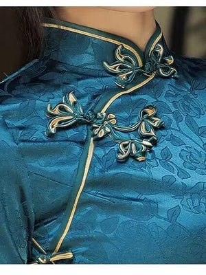 Featuring an elegant display of an array of items including a blue Qipao dress, a modern Qipao shirt and a sexy Cheongsam, this collection presents a blend of traditional and modern styles. The modern Cheongsam dress, along with the Cheongsam modern top, redefines traditional aesthetics with a contemporary twist. Adding an element of allure is the sexy Cheongsam lingerie, complemented by a Cheongsam shirt in comfortable fabric.