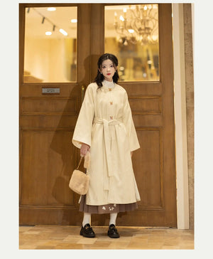 Red silk hanfu dress for women inspired by Song Dynasty, with traditional hanfu coat and jacket. Perfect for Chinese New Year, winter hanfu, graduations, hanfu cosplay, and casual wear. This red modern hanfu combines traditional and modern Chinese clothing styles, available for sale at hanfu shops and online stores. Ideal choice for hanfu women looking for elegant and versatile Chinese clothing.