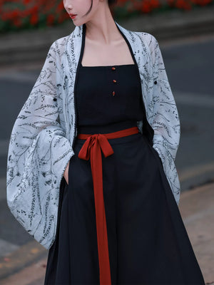 Xuanmo simulating dream original pleated hanfu top elastic waist imitation song pants new chinese casual set fabric detail