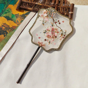 Crape myrtle flower machine embroidery single-sided fan(Hanfu&Cheongsam) - Yandan_Hanfu