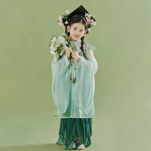 Green girls Hanfu Chinese style graduation clothing fairy ancient style dress - Yandan_Hanfu