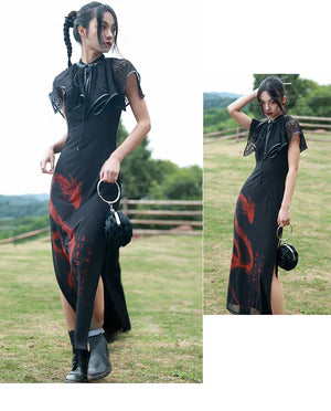 Dark Gothic Shawl Women's Summer Vintage Irregular Lace Short Cloak - Yandan_Hanfu