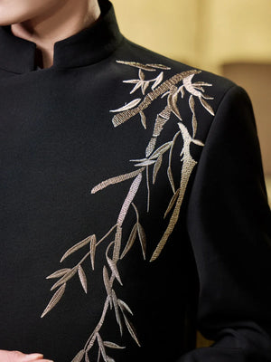 Bamboo Whisper – New Chinese Groom Suit | Zhongshan-Style Wedding Set for Engagement & Ceremony - Yandan_Hanfu