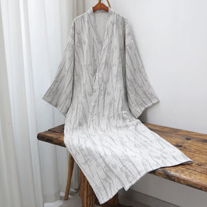 Gray bamboo leaf three-layer cotton gauze robe square product image