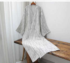 Green bamboo leaf three-layer cotton gauze robe product view