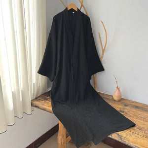 Black two-layer cotton gauze robe square product image