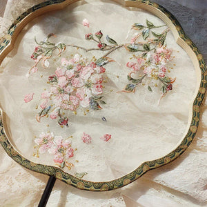 Crape myrtle flower machine embroidery single-sided fan(Hanfu&Cheongsam) - Yandan_Hanfu