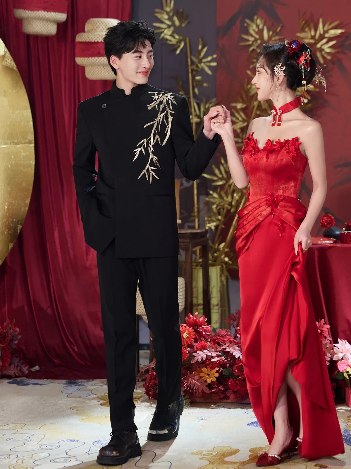 Bamboo Whisper – New Chinese Groom Suit | Zhongshan-Style Wedding Set for Engagement & Ceremony - Yandan_Hanfu