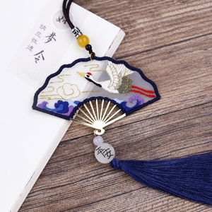 Crane in the clouds embroidered fan pendant material kit