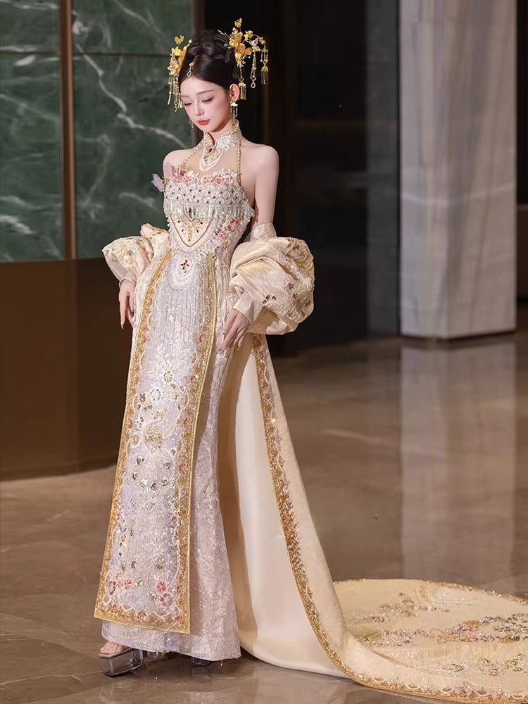 Mermaid & Train | Silk Wedding Dress in Champagne