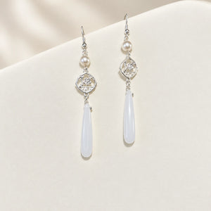 Matching silver-tone drop earrings