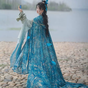 Blue traditional hanfu dress for women, inspired by the Song Dynasty style and crafted from luxurious silk. This hanfu includes a matching coat or jacket, making it perfect for winter and Chinese New Year celebrations. Ideal for occasions like graduations, cosplay events, or even as a fairy-style hanfu, this outfit combines elegance and historical charm. Available at our hanfu shop, where you can explore authentic hanfu for sale. A perfect choice for those wondering where to buy hanfu online, offering both