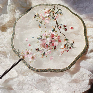 Crape myrtle flower machine embroidery single-sided fan(Hanfu&Cheongsam) - Yandan_Hanfu