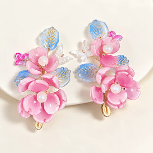 Peony flower clips displayed as a pair