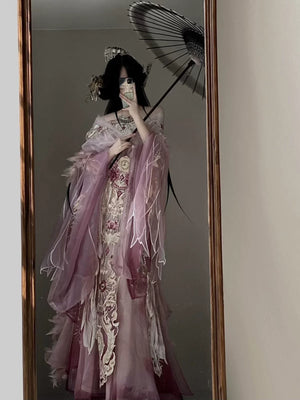 Fu Ling embroidered Hanfu dress set with layered skirt and refined Guofeng styling