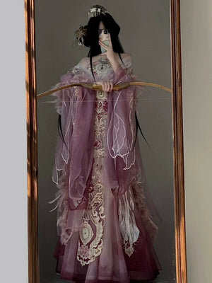 Close view of Fu Ling Hanfu embroidery and Southern Northern Dynasties inspired costume details