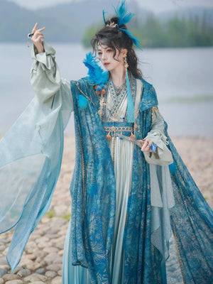 Blue traditional hanfu dress for women, inspired by the Song Dynasty style and crafted from luxurious silk. This hanfu includes a matching coat or jacket, making it perfect for winter and Chinese New Year celebrations. Ideal for occasions like graduations, cosplay events, or even as a fairy-style hanfu, this outfit combines elegance and historical charm. Available at our hanfu shop, where you can explore authentic hanfu for sale. A perfect choice for those wondering where to buy hanfu online, offering both