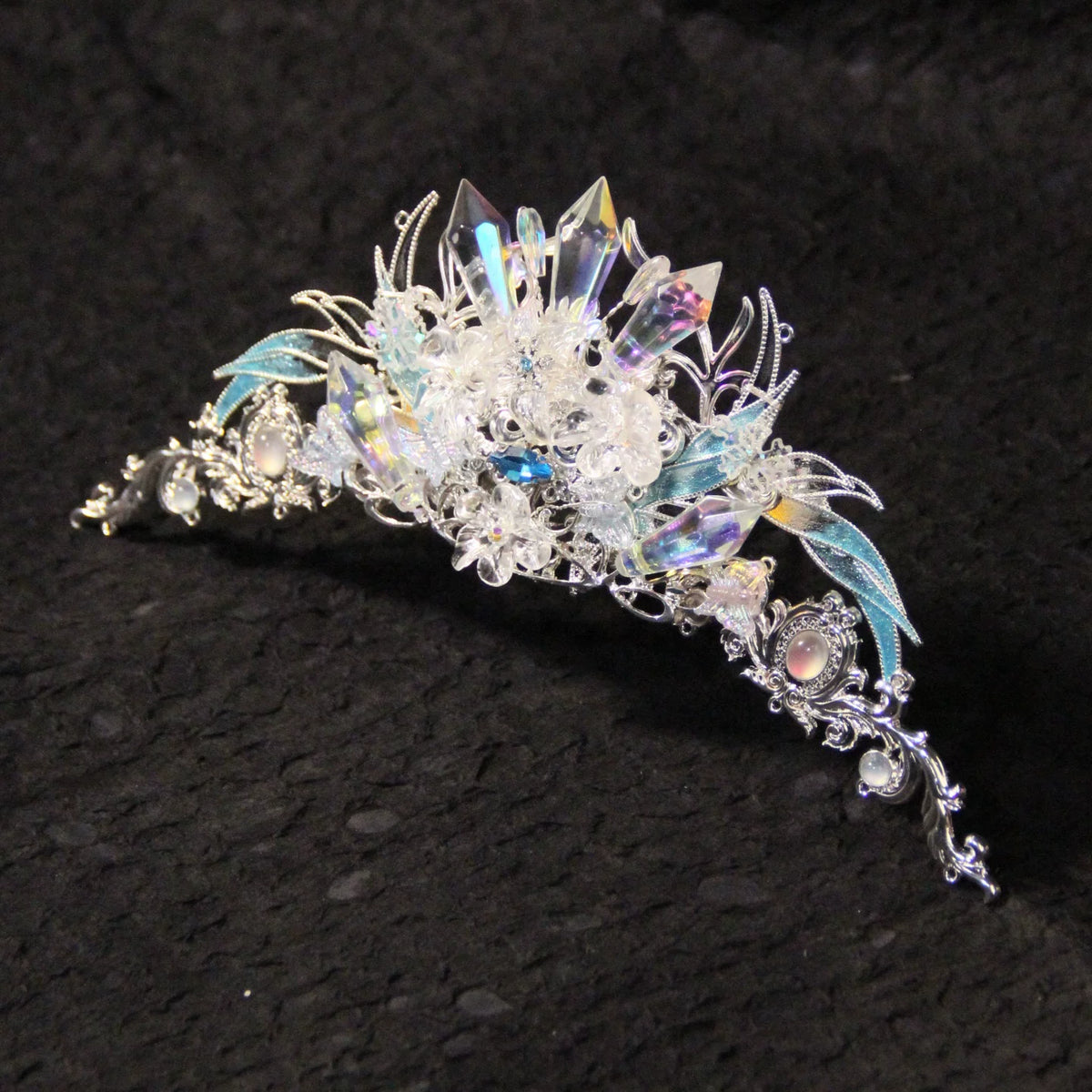Ice Blossom crown with pale blue floral details