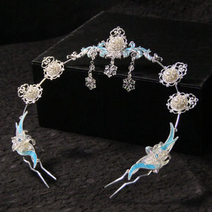 Ice Blossom halo crown with pale blue accents