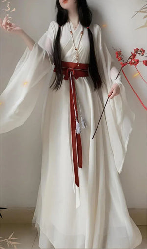 Wine Red Wei Jin Dynasty Hanfu Dress,Elegant Chineses Hanfu Dress,Long Sleeve Hanfu Top & Skirt, Ancient Traditional Costumes, Cosplay Dress - Yandan_Hanfu