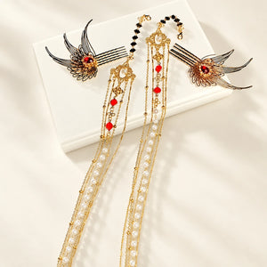 Red long tassel side ornament