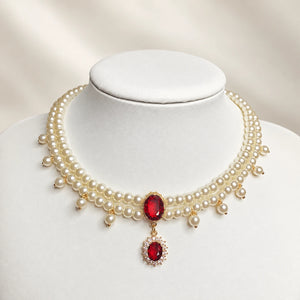 Red double-layer necklace