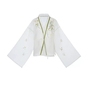 Lvping outer floral duijin shirt on white background