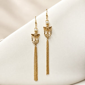 Matching long drop earrings