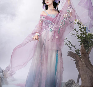 Pink butterfly hanfu camisole and waist sash detail