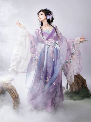 Purple butterfly fairy robe with raised wide sleeves