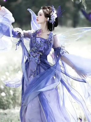 Gui Mengling, Butterfly, Hanfu Female Nanbei Dynasty Big Sleeve Shirt Heavy Industry Embroidery Summer Fairy Hanfu - Yandan_Hanfu