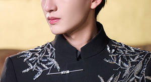 Stand collar and silver bamboo beadwork