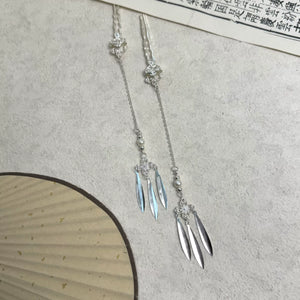 Small tassel hairpin pair with clear pendant beads