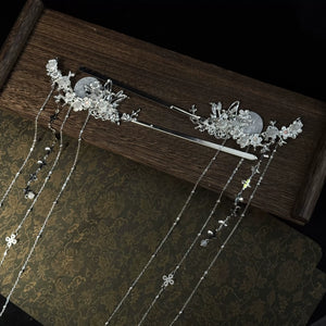 Yinlin silver-tone hairpin with dangling chains
