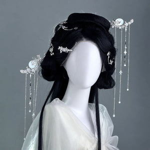 Yinlin six-piece silver-tone hair accessory set styled on a wig