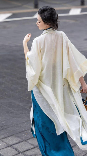 Whispering Bamboo Modern Blue Hanfu Dress - Yandan_Hanfu