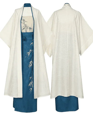 Whispering Bamboo Modern Blue Hanfu Dress - Yandan_Hanfu