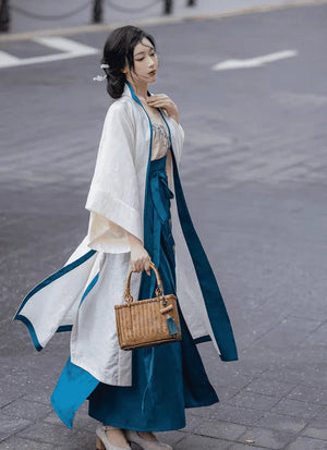 Whispering Bamboo Modern Blue Hanfu Dress - Yandan_Hanfu