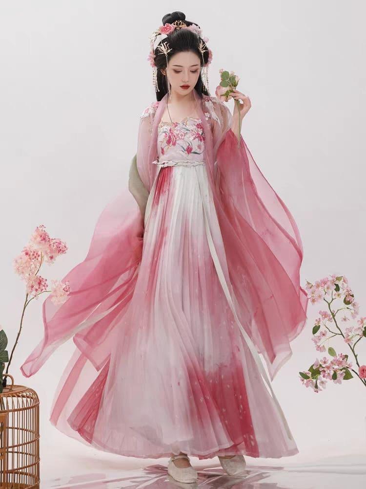Flower Pink Hanfu Dress - Yandan_Hanfu