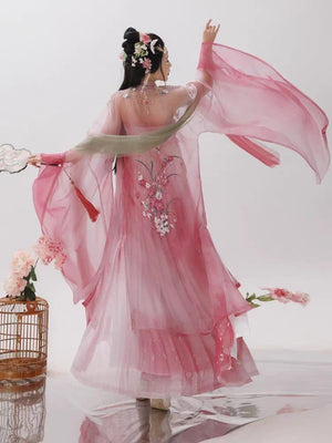 Flower Pink Hanfu Dress - Yandan_Hanfu