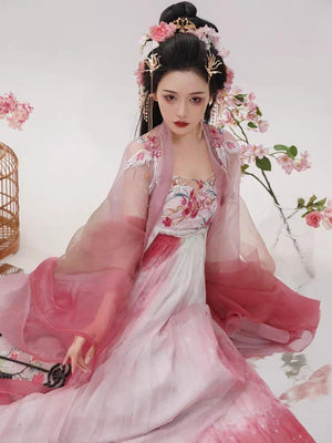 Flower Pink Hanfu Dress - Yandan_Hanfu
