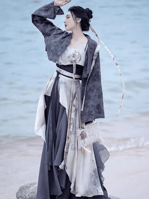 Modern Grey Hanfu Dress - Yandan_Hanfu