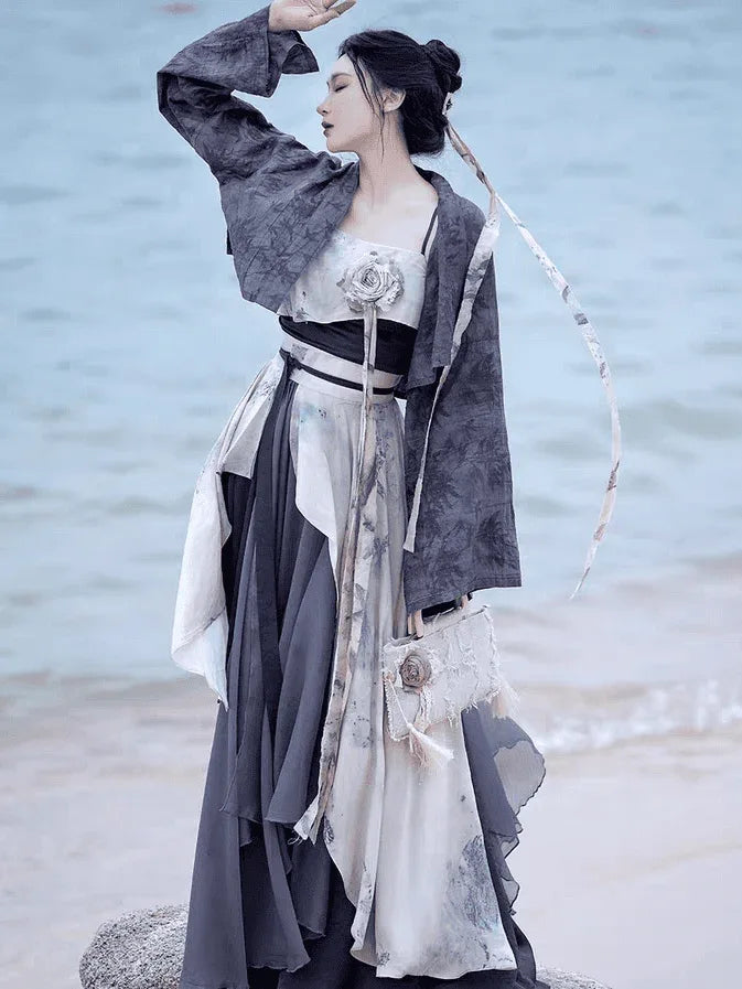 Modern Grey Hanfu Dress - Yandan_Hanfu