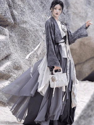 Modern Grey Hanfu Dress - Yandan_Hanfu