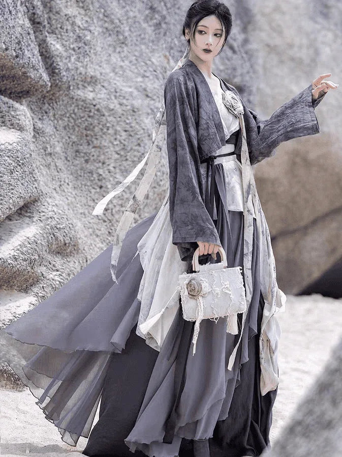 Modern Grey Hanfu Dress - Yandan_Hanfu