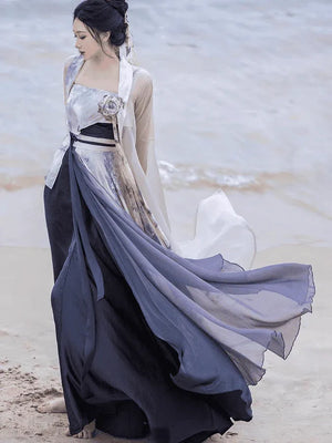 Modern Grey Hanfu Dress - Yandan_Hanfu