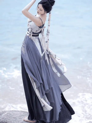 Modern Grey Hanfu Dress - Yandan_Hanfu