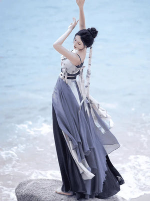 Modern Grey Hanfu Dress - Yandan_Hanfu