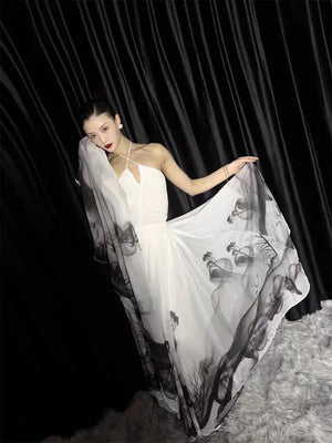 Black&White Chinese Dance Dress outfit - Yandan_Hanfu