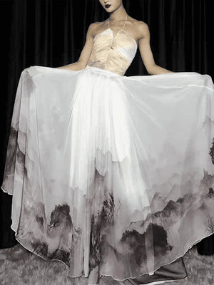 Black&White Chinese Dance Dress outfit - Yandan_Hanfu